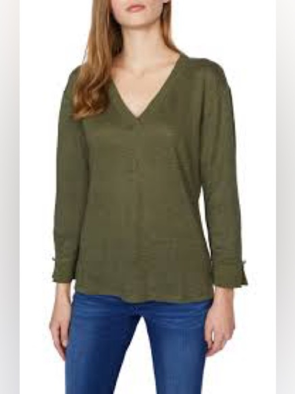 Sanctuary Green 100% Linen Vneck Tunic Top Blouse XL